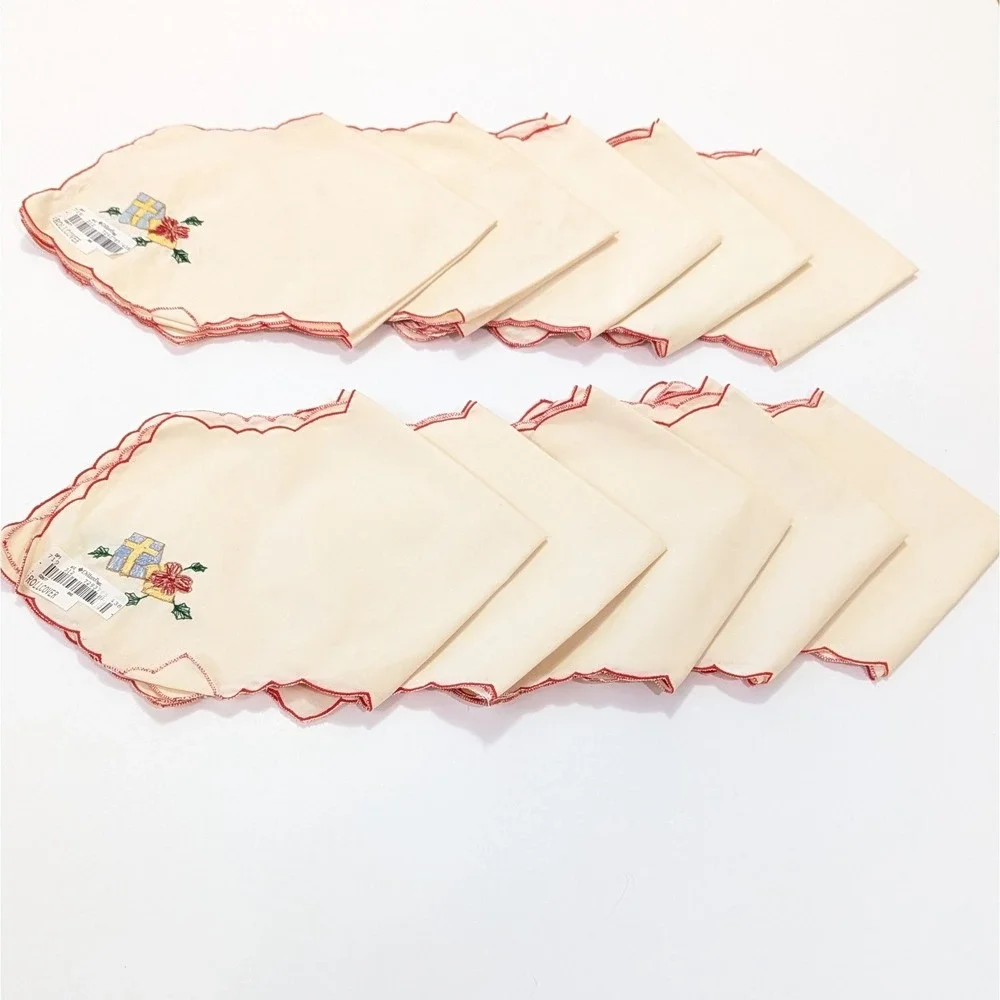 (Lot of 10) Vintage Christmas Bread Basket Liners Roll Cover Bun Warmer Cloth